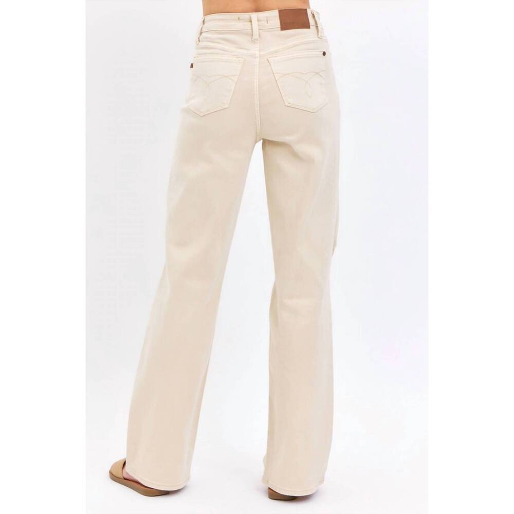 NEW JUDY BLUE high waist distressed flare jeans in bone - Picture 3 of 3
